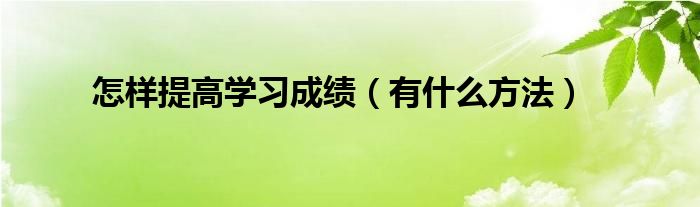 怎样提高学习成绩（有什么方法）