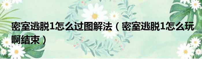 密室逃脱1怎么过图解法（密室逃脱1怎么玩啊结束）