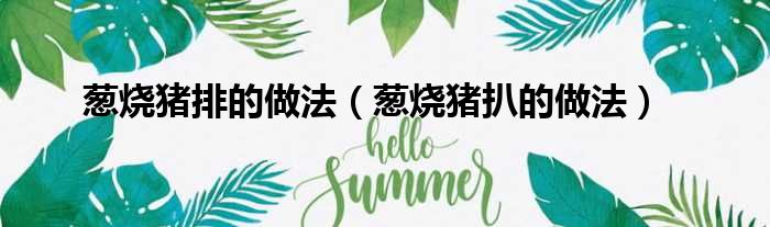 葱烧猪排的做法（葱烧猪扒的做法）