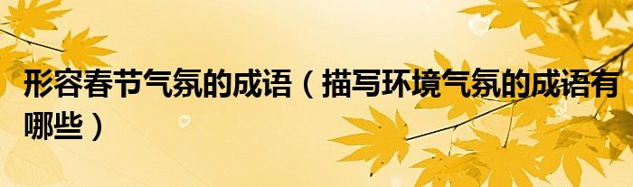 形容春节气氛的成语（描写环境气氛的成语有哪些）