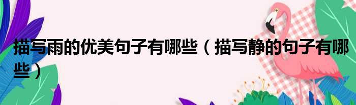 描写雨的优美句子有哪些（描写静的句子有哪些）