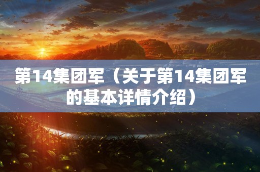 第14集团军（关于第14集团军的基本详情介绍）