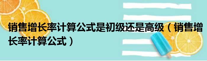 销售增长率计算公式是初级还是高级