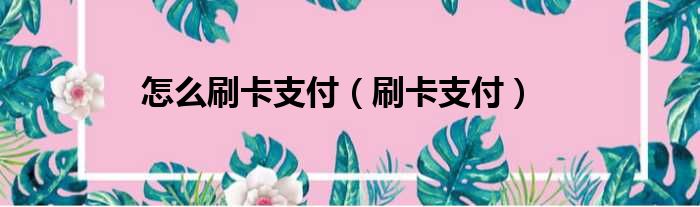 怎么刷卡支付