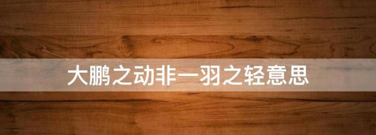 大鹏之动非一羽之轻意思