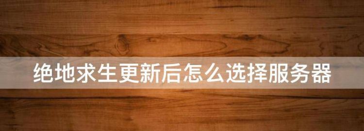绝地生更新后怎么选择服务器