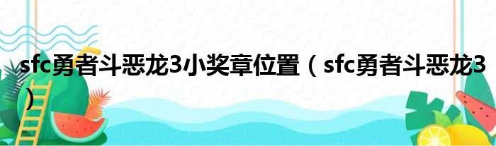 sfc勇者斗恶龙3小奖章位置