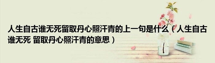 人生自古谁无死留取丹心照汗青的上一句是什么