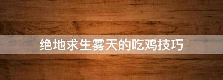 绝地求生雾天怎么设置画面