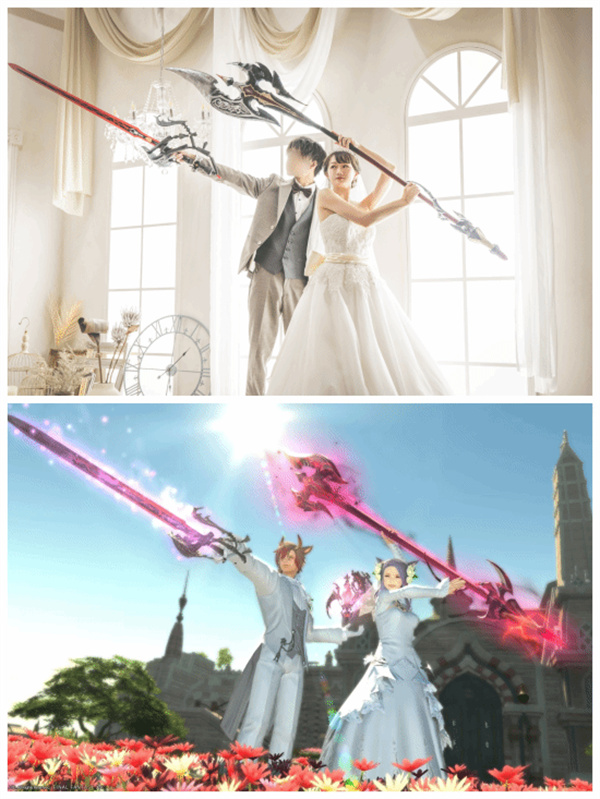 玩家夫妇晒《最终幻想14》主题婚纱照 谢谢你小吉