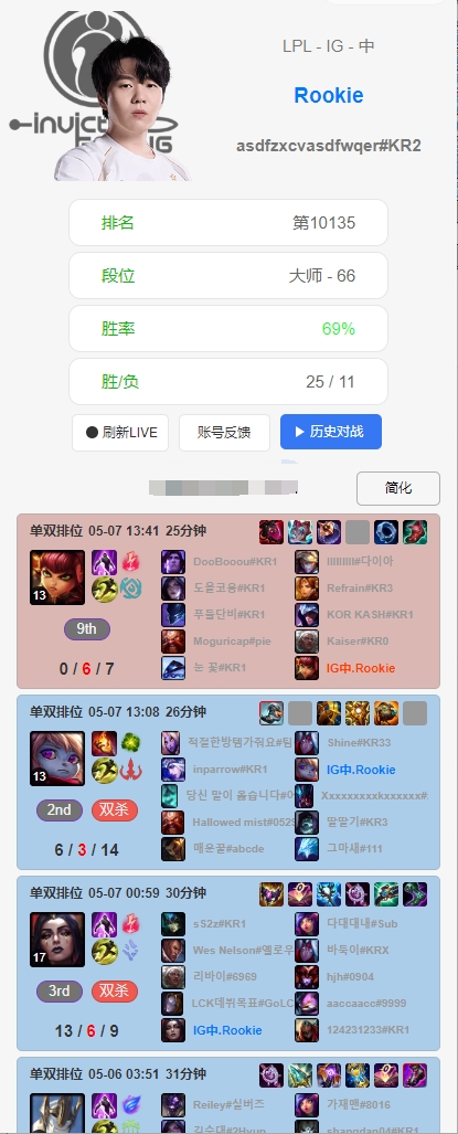 手痒了！被SeTab妖姬疯狂上嘴脸，Rookie赛后直接在韩服排了一把妖姬！