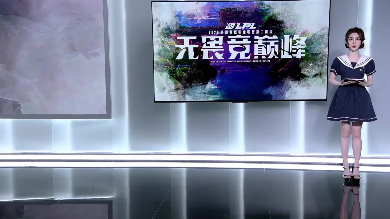 LPL今日互动女主持人小悠珊珊：海军蓝学院风水手服~