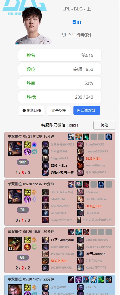赢下TES很开心，奖励自己一把兰博！Bin哥赛后开了一把兰博打出1-8-0