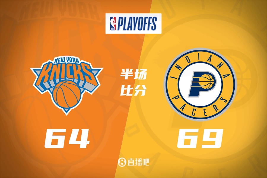 东决G4半场：哈利伯顿爆砍20+8+10 布伦森16分 步行者69-64尼克斯
