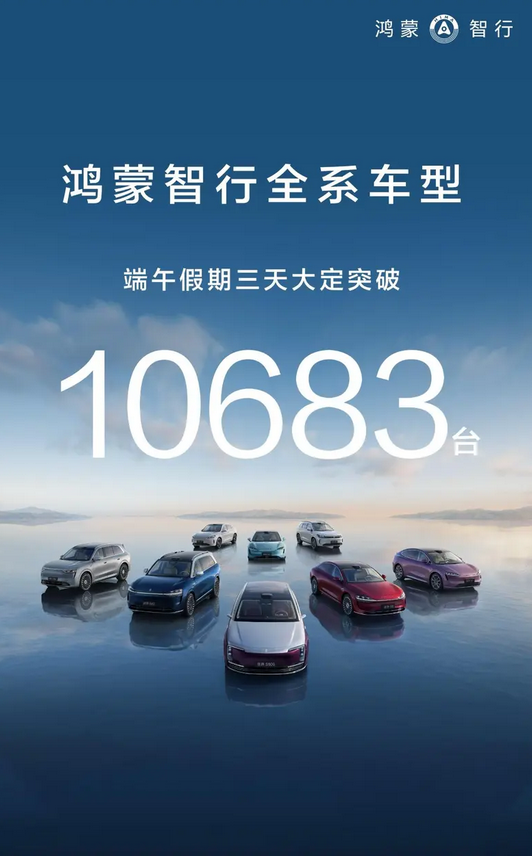 鸿蒙智行端午假期全系车型大定突破10683台