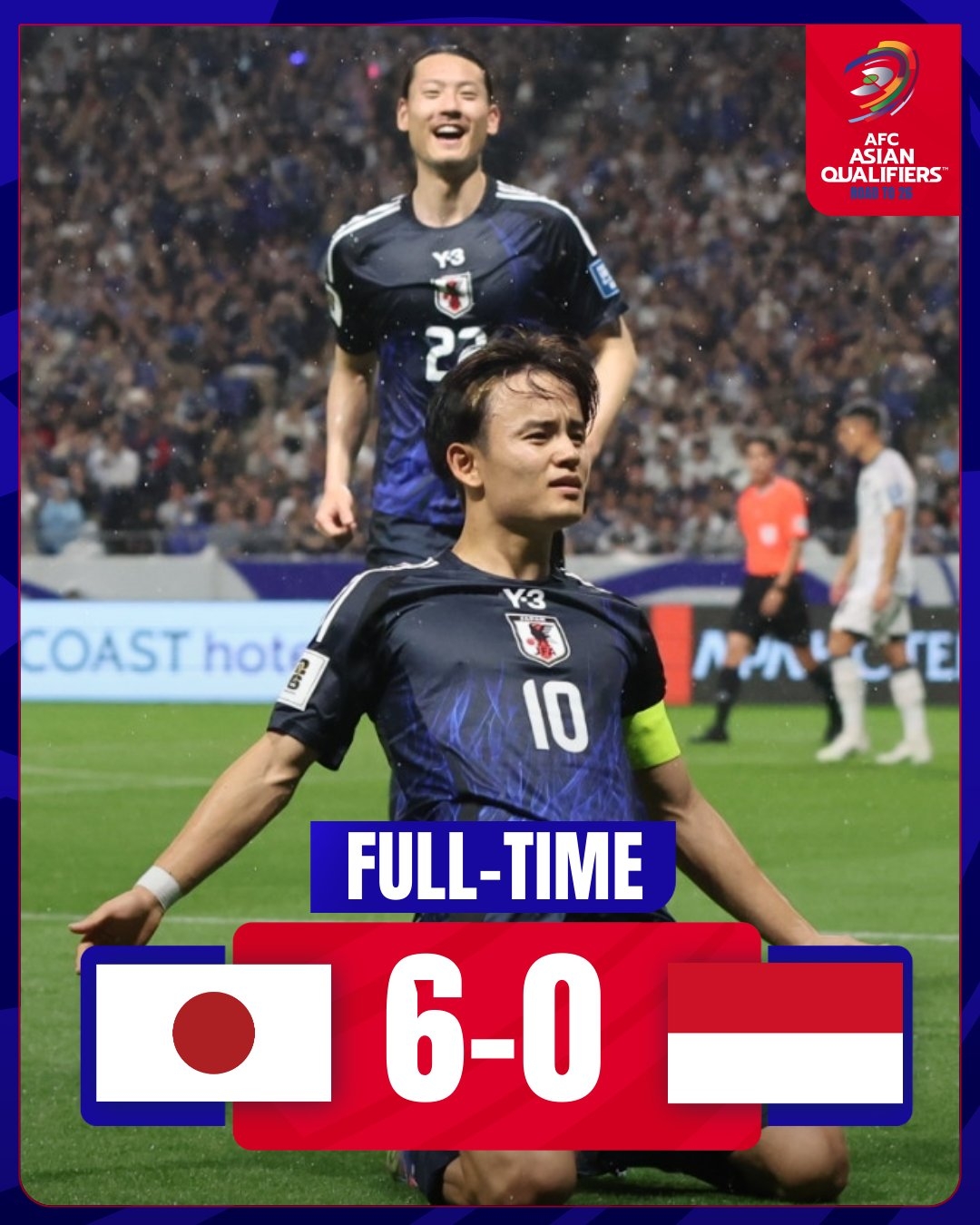 6+1=7？日本7-0国足，印尼1-0国足，今日日本6-0印尼