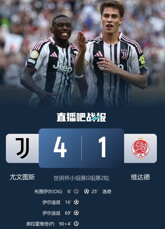尤文4-1维达德共31975名球迷观看，现场能坐69000人