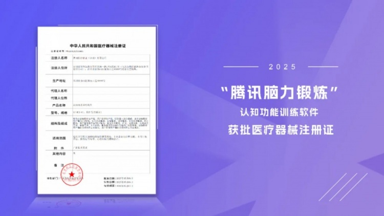 腾讯游戏认知训练软件已获医疗器械注册证：助老年人熟悉生活场景