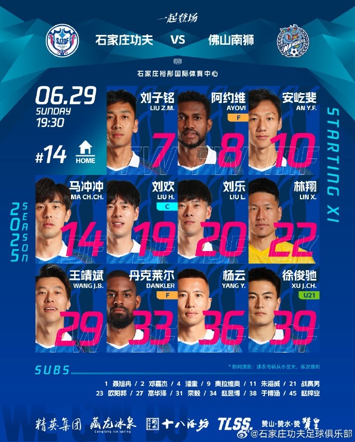 石家庄功夫❤️首发名单来啦！