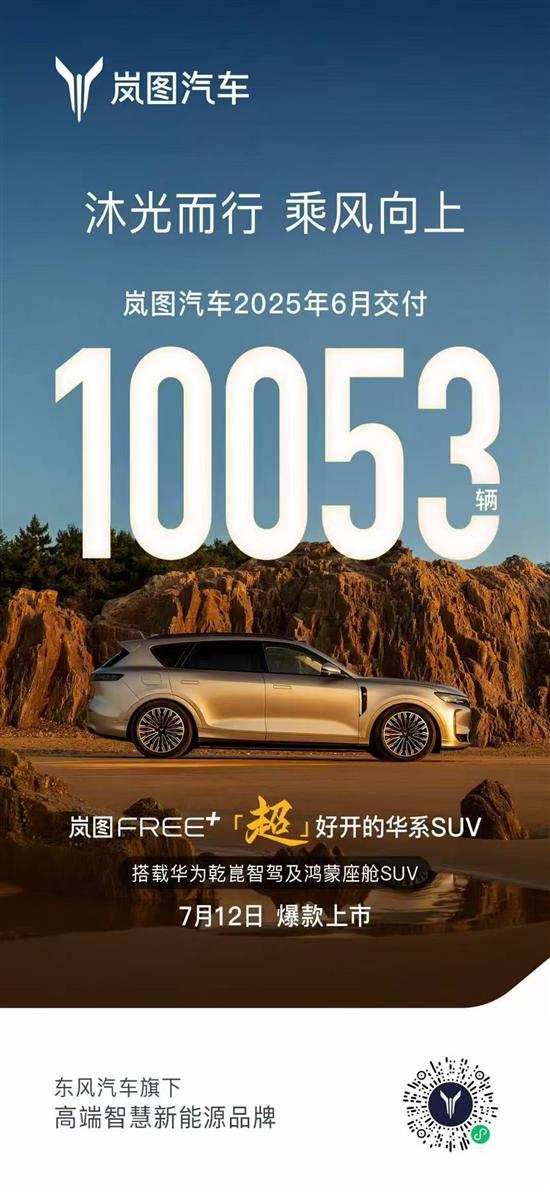 岚图汽车累计销量56128辆 单月销量再破万