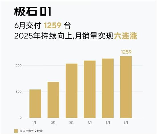 极石汽车6月交付1259台 实现月销量六连涨