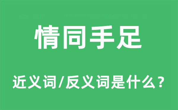 情同手足的近义词和反义词是什么 情同手足是什么意思?