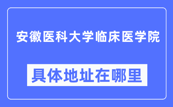 安徽医科大学临床医学院具体地址在哪里 在哪个城市 哪个区？