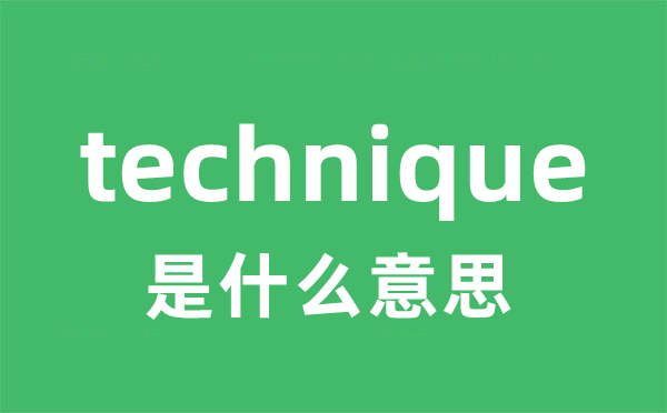 technique是什么意思 technique怎么读 中文翻译是什么？