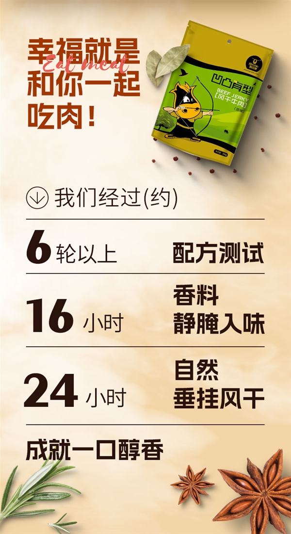 内蒙老牌科尔沁风干牛肉大促疯抢：8两到手31.58元