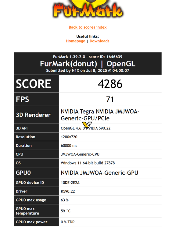 NVIDIA N1X笔记本处理器还得加油：跑分不到RTX 5060的一半