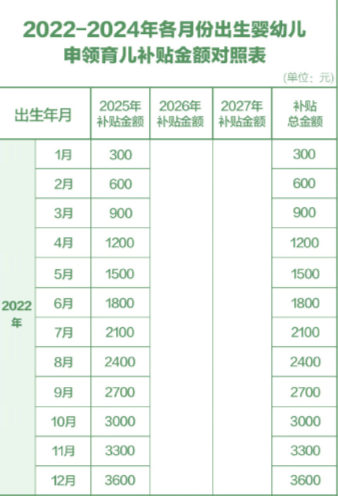 育儿补贴发放标准