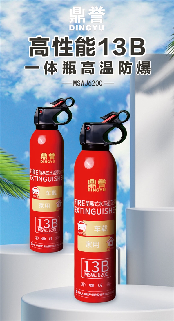 车载家用都适宜！鼎誉13B水基型灭火器9.9元限时大促