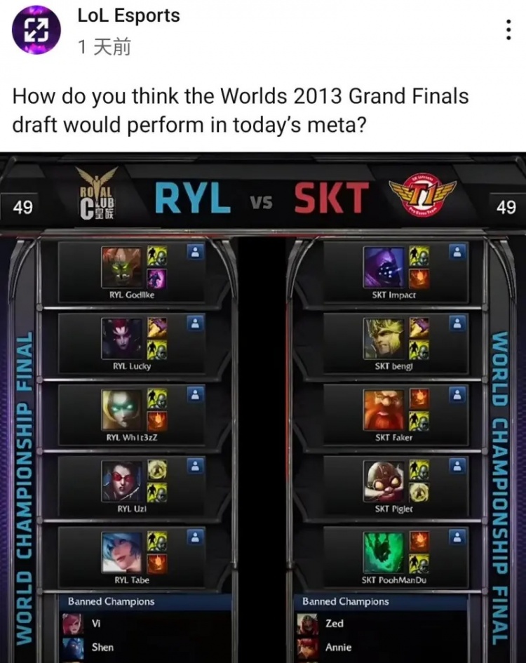 LoL Esports官方发布互动问答：你觉得S3决赛阵容放现在如何？