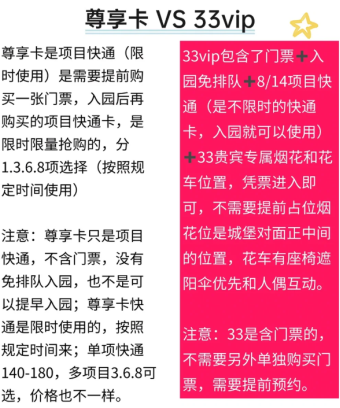 迪士尼33vip和尊享卡的区别