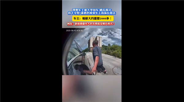 理想汽车停路边惨遭划车 陌生大爷潇洒离开：哨兵模式记录全过程