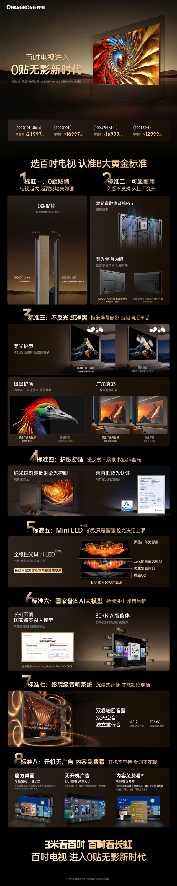 12999元起！长虹发布四款100英寸电视 进入“0贴无影”时代