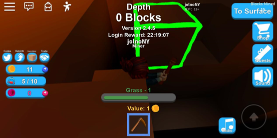 Roblox模拟矿工游戏界面