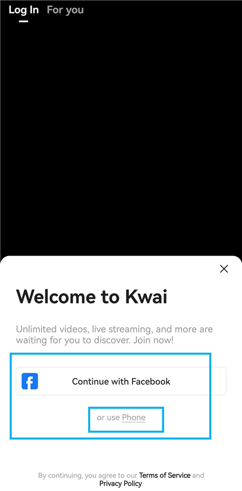 kwai国际版登录方式选择