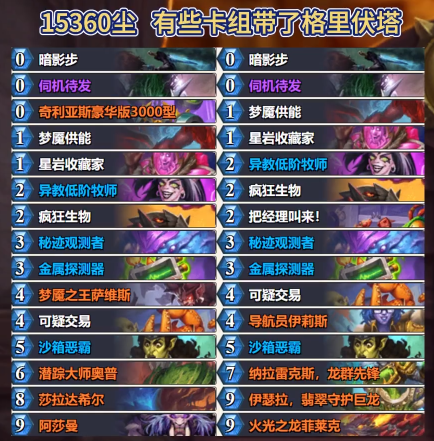 炉石传说标准节奏贼卡组8月