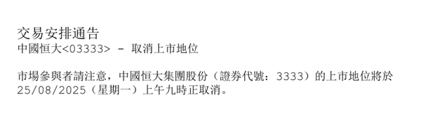 刷新中国企业最高亏损纪录 中国恒大今日正式退市！被列入“已除牌证券”