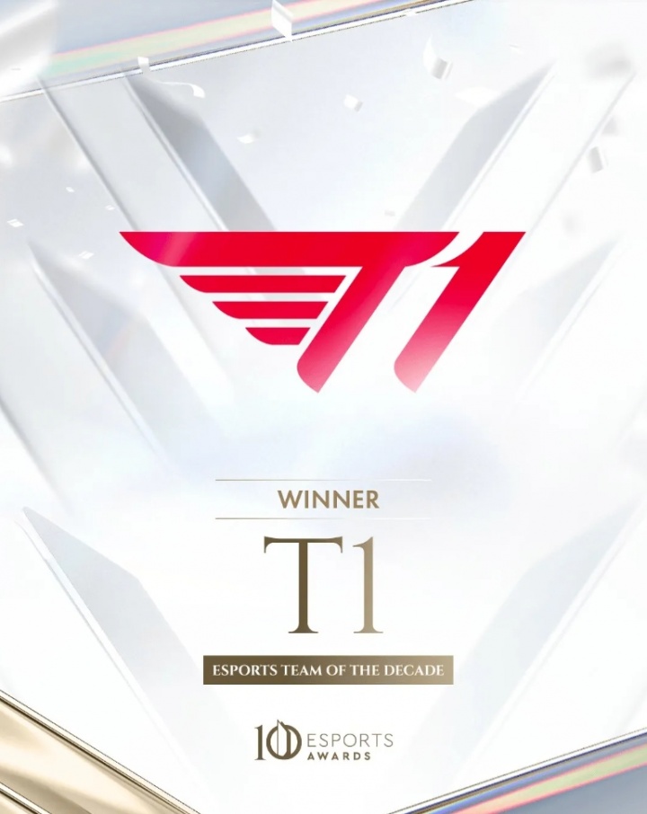EsportsAwards十年最佳电竞奖：T1最佳战队,S7最佳赛事,LOL最佳游戏