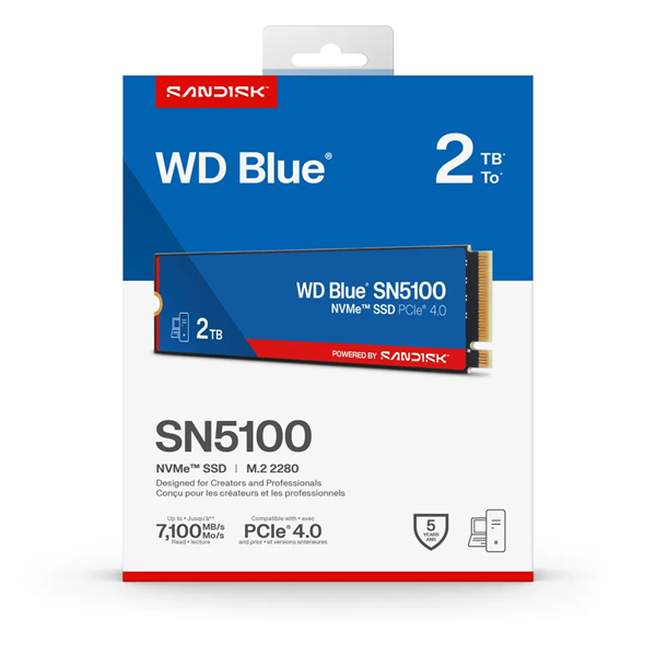 闪迪推出WD蓝盘SN5100 SSD：宣称性能提升30%、价格高了超20%