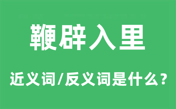鞭辟入里的近义词和反义词是什么 鞭辟入里是什么意思?