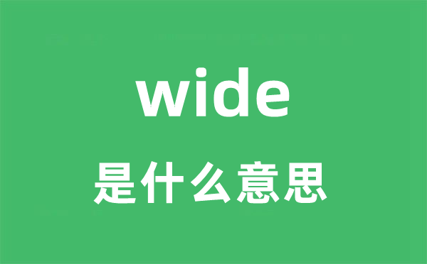 wide是什么意思 wide怎么读？