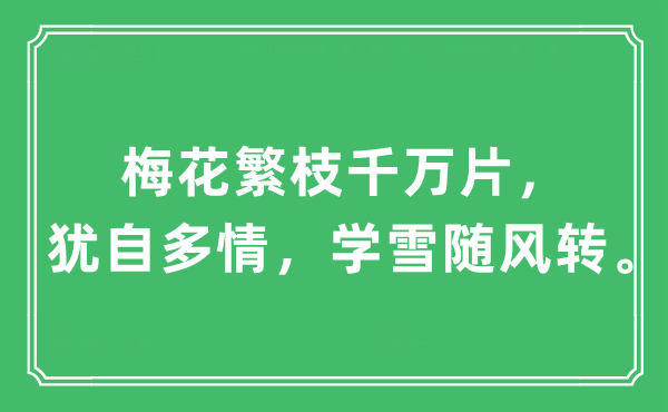 “梅花繁枝千万片，犹自多情，学雪随风转。”是什么意思 出处及原文翻译