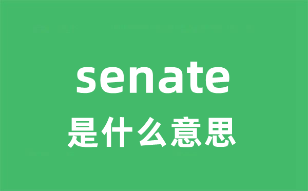 senate是什么意思 senate怎么读 中文翻译是什么？