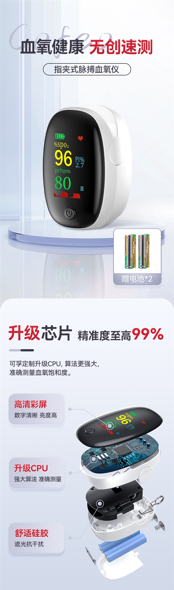免费试用7天：可孚指夹式血氧仪19.9元大差价