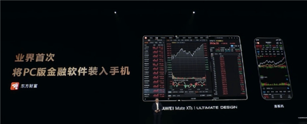 可运行PC版东方财富等！余承东：祝大家炒股赚大钱 Mate XTs是炒股神器