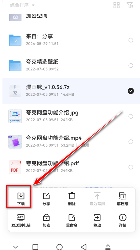 夸克网盘下载选项