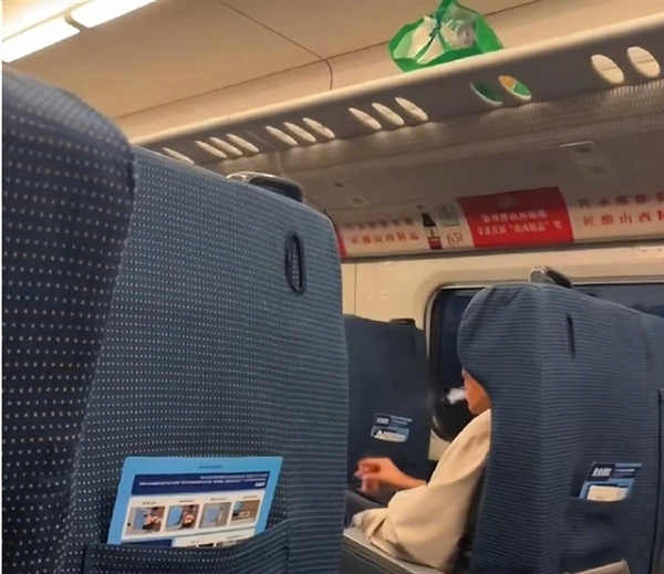 男子高铁上旁若无人抽烟被带走 12306回应:严重可致停运